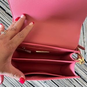 Bubble Gum and Gold Steve Madden Cross Body or Hand Held Bag.